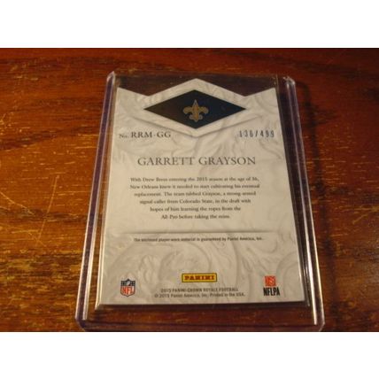 2015 Crown Royale, Rookie Royalty, #'d 136/499, Patch, GARRETT GRAYSON, Die Cut