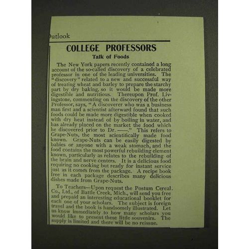 1903 Postum Grape-Nuts Ad - College Professors Talk
