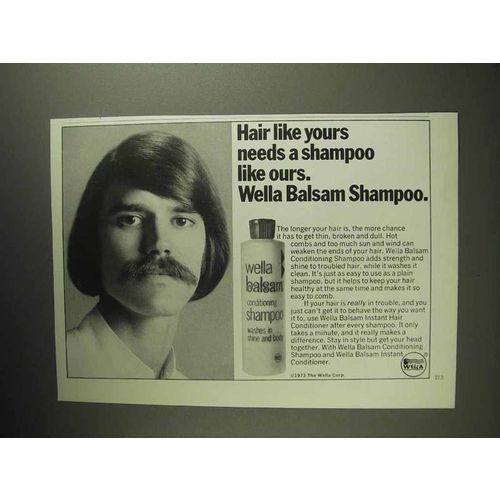 1973 Wella Balsam Shampoo Ad - Hair Like Yours Needs