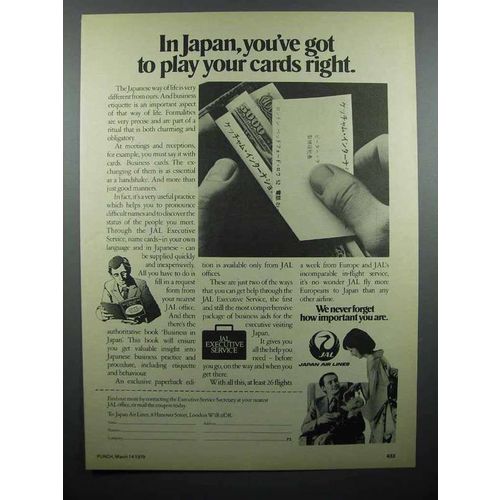 1979 JAL Japan Air Lines Ad - Play Your Cards Right