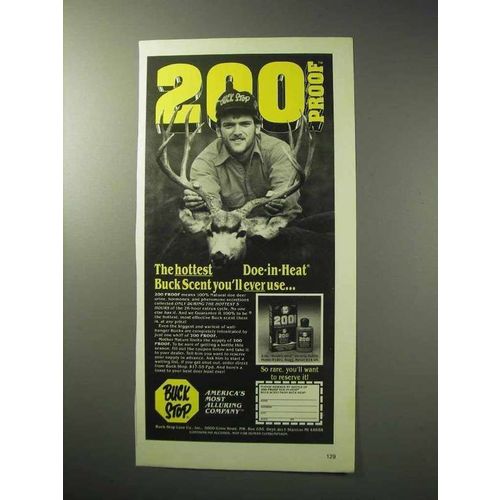 1986 Buck Stop Lure Ad - 200 Proof