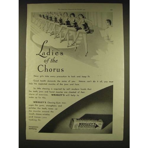 1931 Wrigley's Spearmint Gum Ad - Ladies of the Chorus