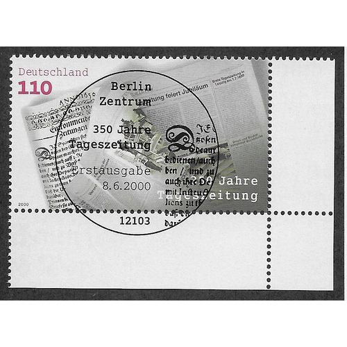 GER 2000 110pf 'EINKOMMENDE ZEITUNGEN' (CORNER MARGIN) FINE USED (EBID59-434)