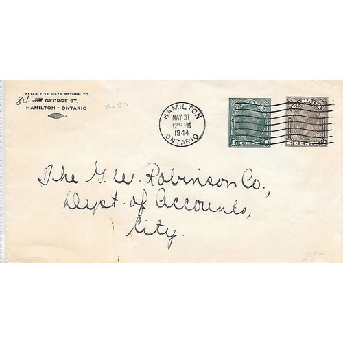 Canada #EN56 Postal Sta. USED 1944 Hamilton ONT George VI