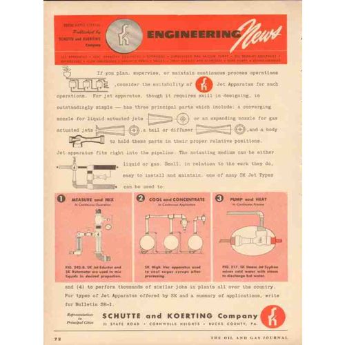 SCHUTTE KOERTING COMPANY 1954 oil gas engineering news vintage ad