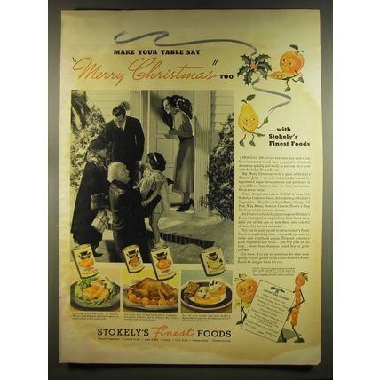 1937 Stokely's Finest Foods Ad - Make your table say Merry Christmas too