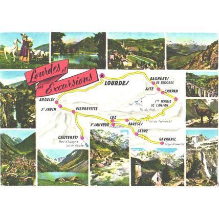 France; land map; Lourdes et ses Excursions