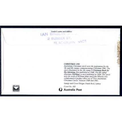 AUSTRALIA 1981 FDC Christmas PO Cover 163 - Blackburn VIC 3130 PMK