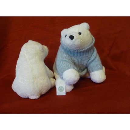 LOT OF 2 BATH & BODY WORKS POLAR BEARS LARGE BEAR HAS GRAY COWL NECK SWEATER