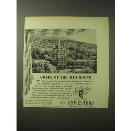 1948 The Homestead Resort Ad - Queen of the mid-south
