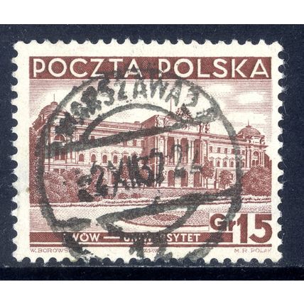 POLAND 1937, Lwow University, 15 G, Red-Brown USED