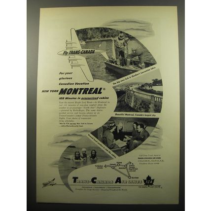 1950 TCA Trans-Canada Air Lines Ad - For your glorious Canadian vacation