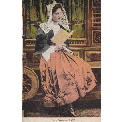 Costume De Baud French Lady Gypsy Skirt Reading Fashion Antique Postcard