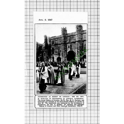 Rt Rev M Harland Bishop of Lincoln Cathedral - 1947 Cutting