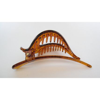 Acrylic amber brown splatter paint alligator hair comb clip for medium thick