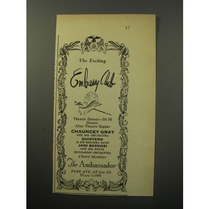 1955 The Ambassador Hotel Ad - The exciting Embassy Club