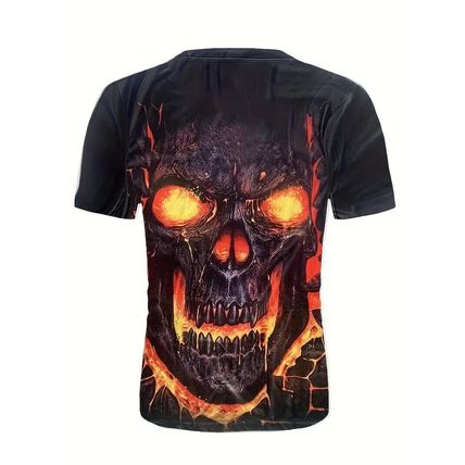 Men's XL Gothic Graphic Tee SKULL LAVA T-Shirt Black Gothcore Cloths Gothcore