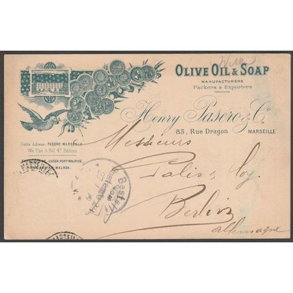 Henry Pasero & Co, Olive Oil & Soap, Marseille, 1899 - Reklame AK