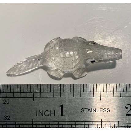 Crystal Carved Alligator Crocodile Miniature Figurine Detailed Carving 1.75" VTG