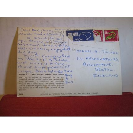 MARINE PARADE, NAPIER CITY, NEW ZEALAND used vintage postcard 1975 pm =
