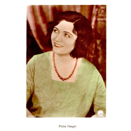 Pola Negri Film Actress Hand Coloured Tinted Real Photo Postcard