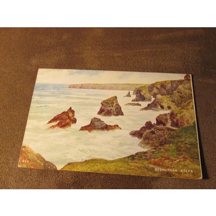 1940s Postcard - Bedruthan Steps, Newquay Cornwall - Artist A454