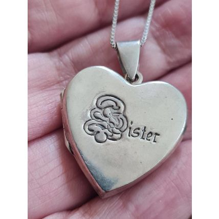 Vintage 1980-s 925 Sterling Silver Locket Pendant SISTER & 22 Inch Chain.