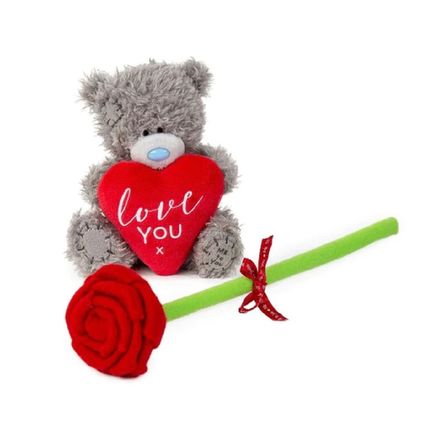 Me To You Tatty Teddy 4" Plush Bear - Holding A Red Rose