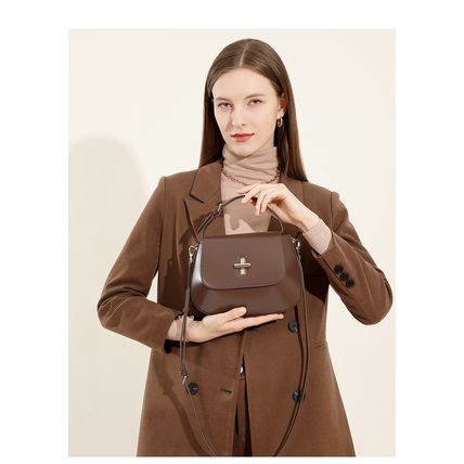 Genuine Leather Women Shoulder Bag Vintage Crossbody Purse Handbag Brown