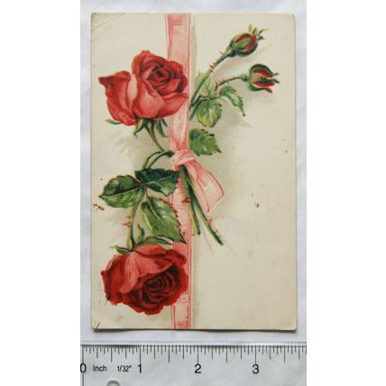 1918 Greetings postcard - Red Roses