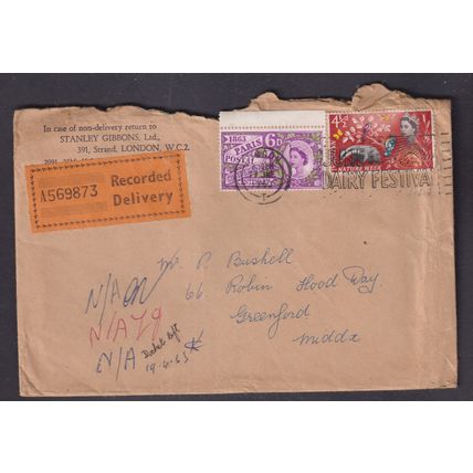 Recorded Letter - STANLEY GIBBONS LTD with SG636 + 638 Stamps 1963