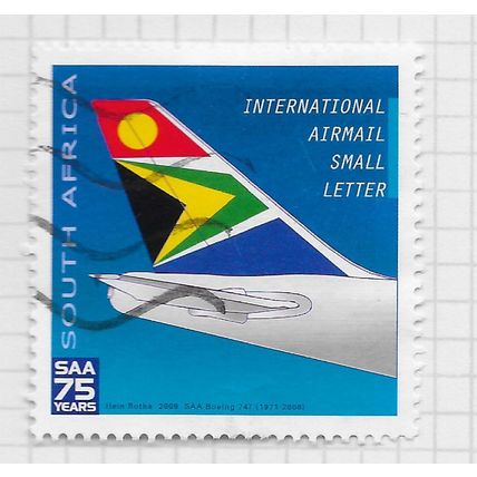 AFRICA SOUTH 2009 AIRWAYS 75 YEARS TAIL FLAG PLANE BOEING 747 1971 - 2008 USED
