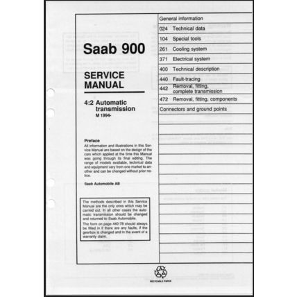 Saab 900 Automatic Transmission Workshop Manual 1994 199321564 PDF