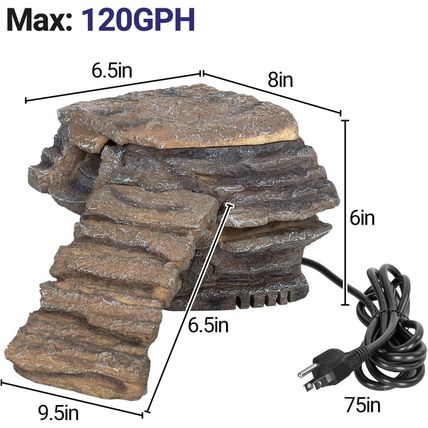 REPTIZOO Turtle Tank Filter, 120GPH Turtle Filter Basking Platform with Detachab
