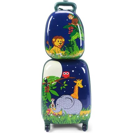 HONEY JOY Kids Luggage, 12" Toddler Backpack & 16" Travel Suitcase with Wheels,