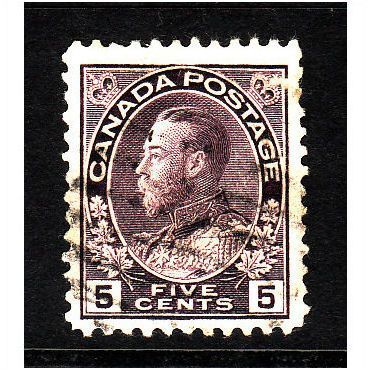 CANADA 1922 5c VIOLET SG 250 FINE USED #2