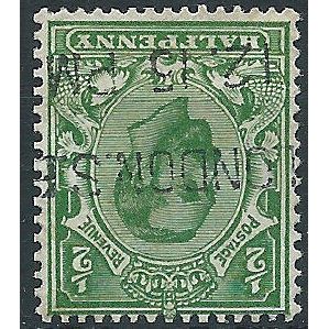1911 SG325wi 1/2d Green Die B Wmk Imperial Crown INVERTED Good/Fine Used..