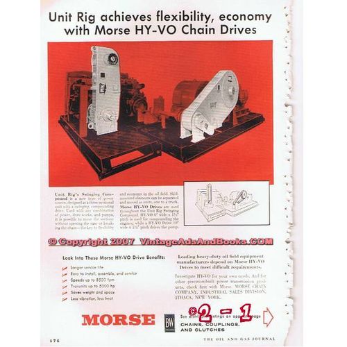 MORSE CHAIN COMPANY 1955 oil gas equipment drill chains vintage ad