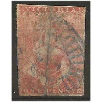 Victoria 1851 SG12 1d Reddish-Brown (White Veil) Good Used . .. .