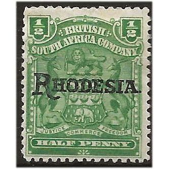 Rhodesia 1909 SG100 1/2d Green RHODESIA Mounted Mint ...