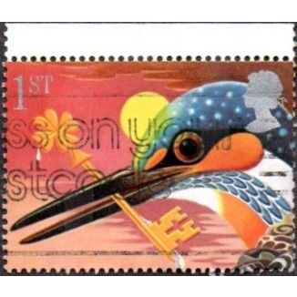 1991 Greetings Booklet Stamps, "Good Luck" 1st Val. Kingfisher & Key. Fine Used
