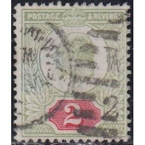 GB, 1902 2d yellow-green/carmine-red Edward VII, SG 225 (Scott #130), used.