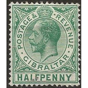 Gibraltar 1912 SG76 1/2d Blue-Green Mounted Mint . .