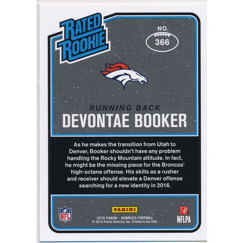 2016 Donruss Football 366 Devontae Booker Rated Rookie RC Denver Broncos