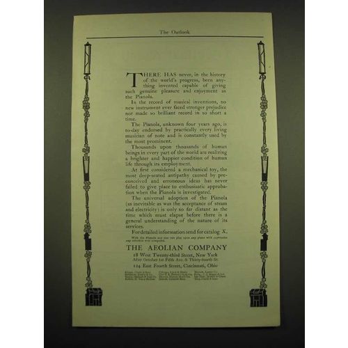 1902 The Aeolian Pianola Ad - There has never in the history