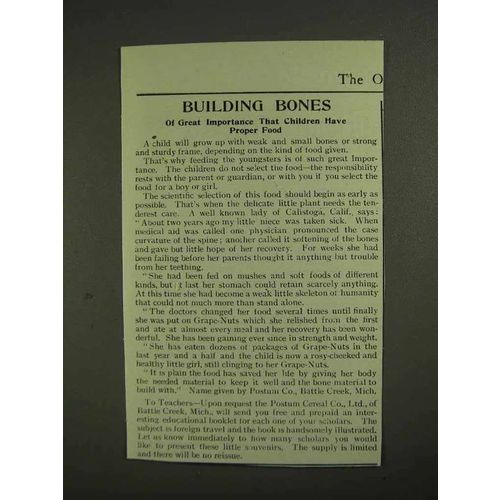 1903 Postum Grape-Nuts Ad - Building Bones