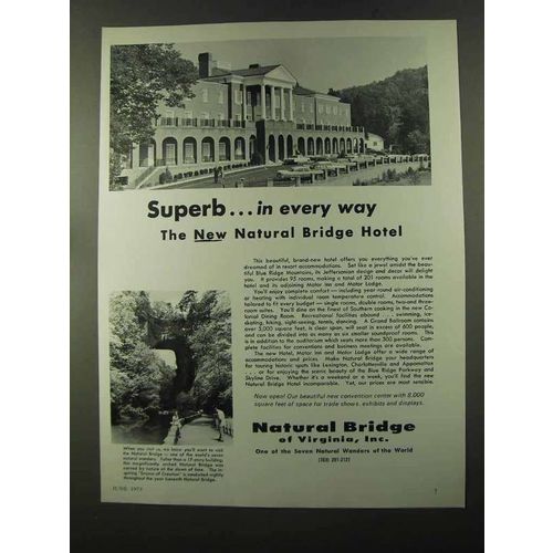 1973 Natural Bridge of Virginia Hotel Ad - Superb