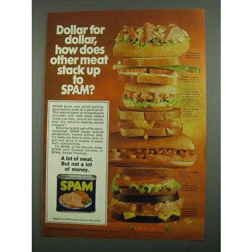 1974 Hormel SPAM Ad - Dollar for Dollar