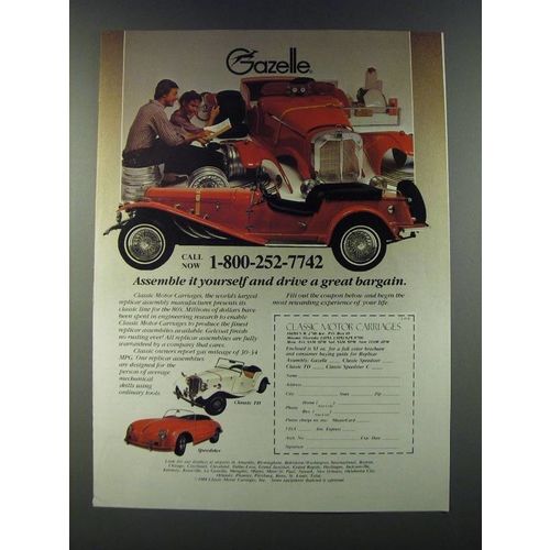 1986 Classic Motor Carriages Gazelle Ad - Assemble it yourself and drive