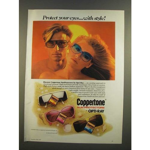 1986 Opti-Ray Coppertone SunProtectors Sun Glasses Ad - Protect Your Eyes